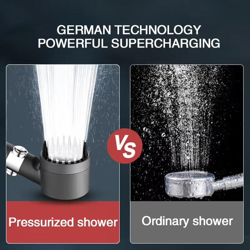 High Pressurized Filter Shower Head 3-Mode Adjustable Spray with Massage Brush Rain Faucet Bathroom Accessories